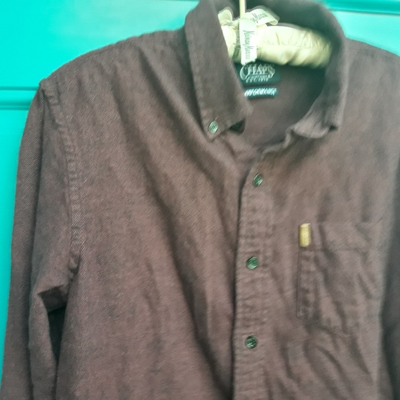 Chaps Flannel Shirt Mens Long Sleeve Solid Color M - Picture 3 of 13